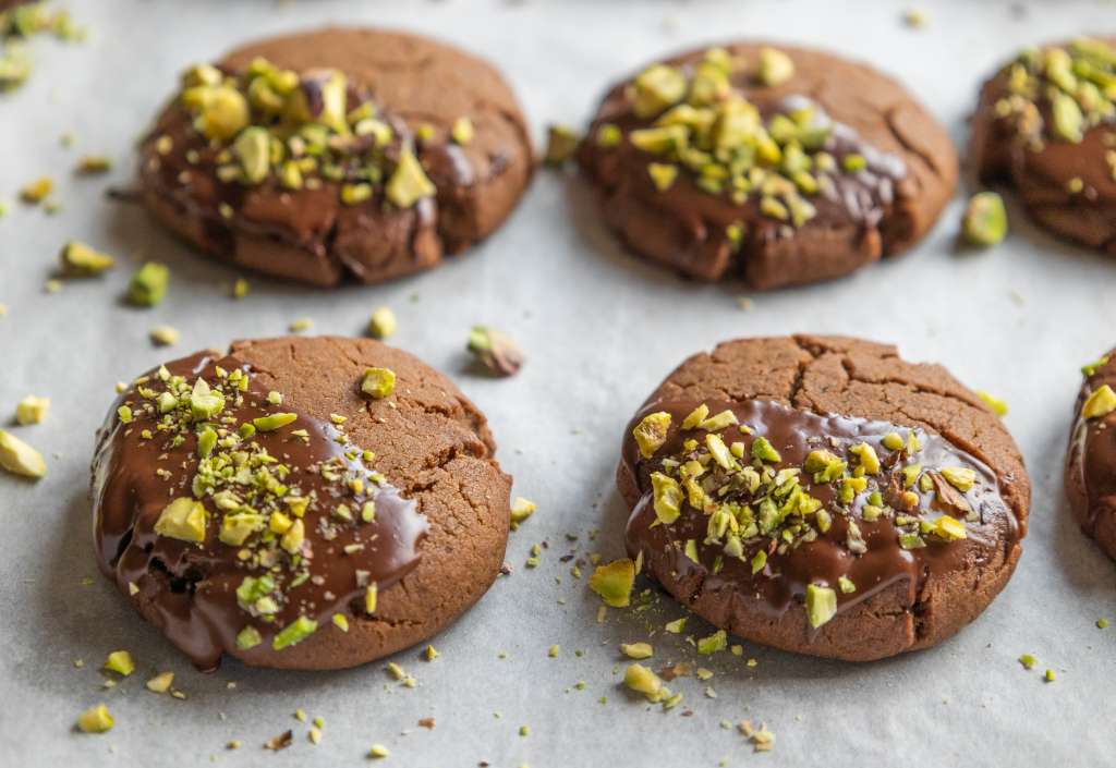 Galletas de pistacho con chocolate