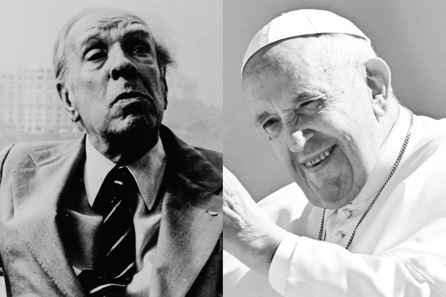 Jorge Luis Borges y el papa Francisco.