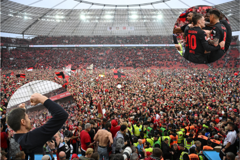 Video: impresionante invasión de los hinchas del Leverkusen por el histórico título