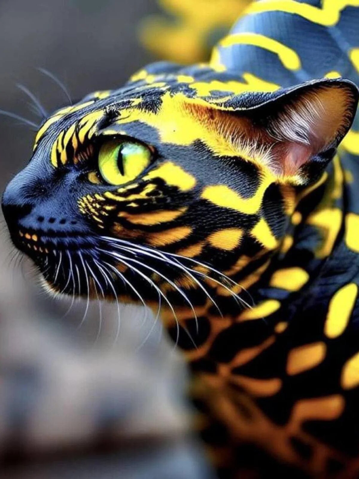 'Serpens catus´, una imagen viral creada con la ayuda de la inteligencia artificial generativa que combina la forma de un gato con los colores y patrones de la piel de una salamandra.