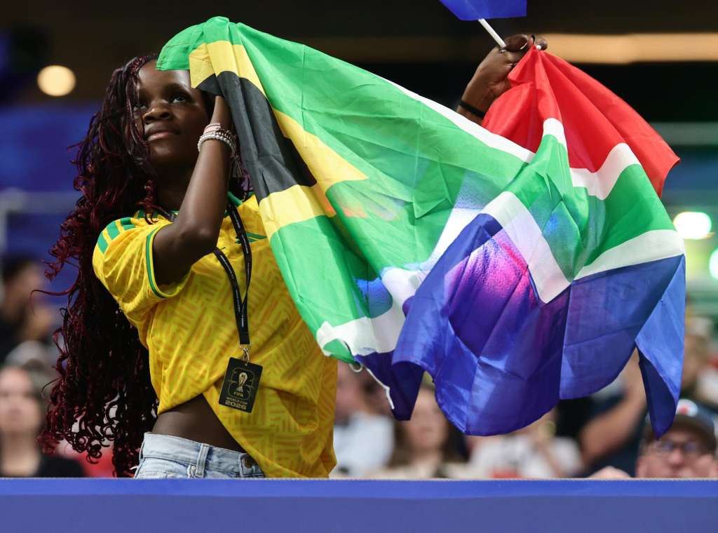 ATLANTA (United States), 18/06/2026.- Supporters of South Africa pose for a photo ahead of the FIFA World Cup 2026 group stage match Czechia against South Africa, in Atlanta, USA, 18 June 2026. (Sudáfrica) EFE/EPA/RONALD WITTEK