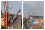 Un helicóptero se accidentó y quedó colgando de un edificio en Medellín