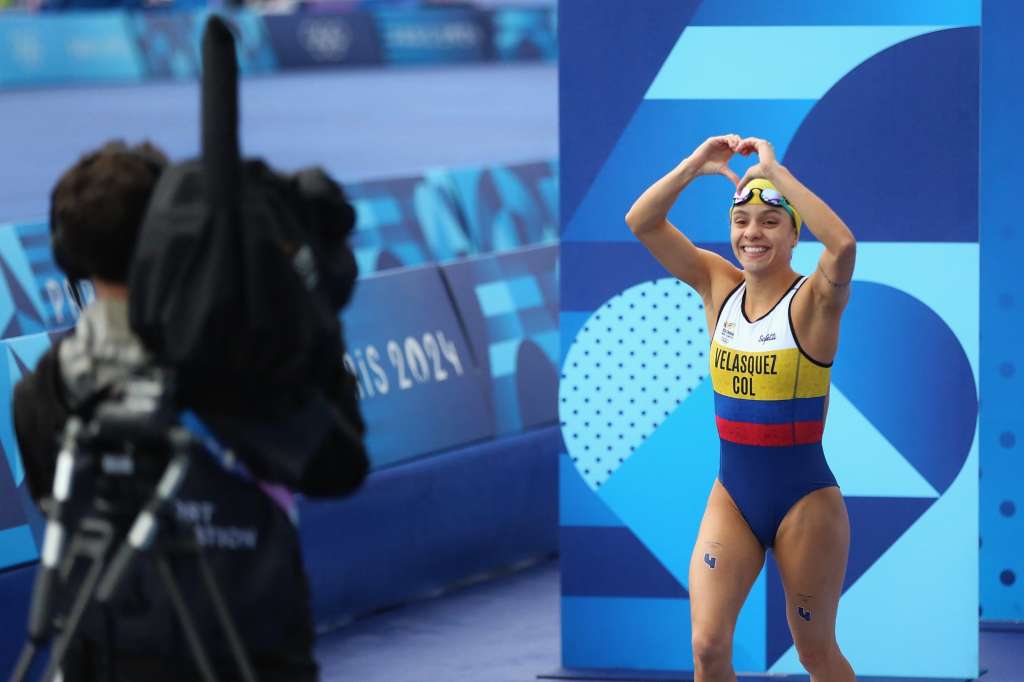 Carolina Velásquez, luego de competir en la prueba del triatlón de los Juegos Olímpicos de París el año pasado.