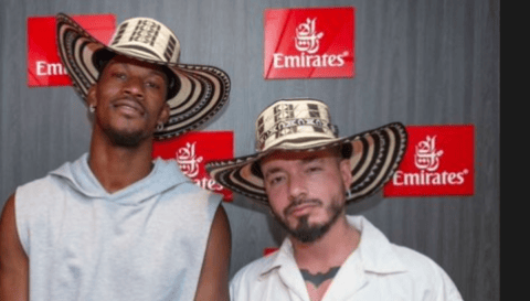 J Balvin y Jimmy Butler comieron bandeja paisa al ritmo de Diomedes Díaz en EEUU
