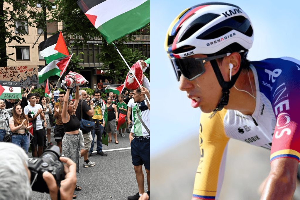 Las protestas en favor de Palestina volvieron a sabotear el final de la etapa en la Vuelta a España.