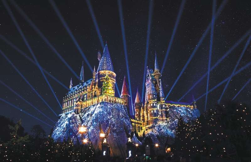 The Nighttime Lights at Hogwarts Castle, espectáculo de proyección de luces en el mágico castillo.