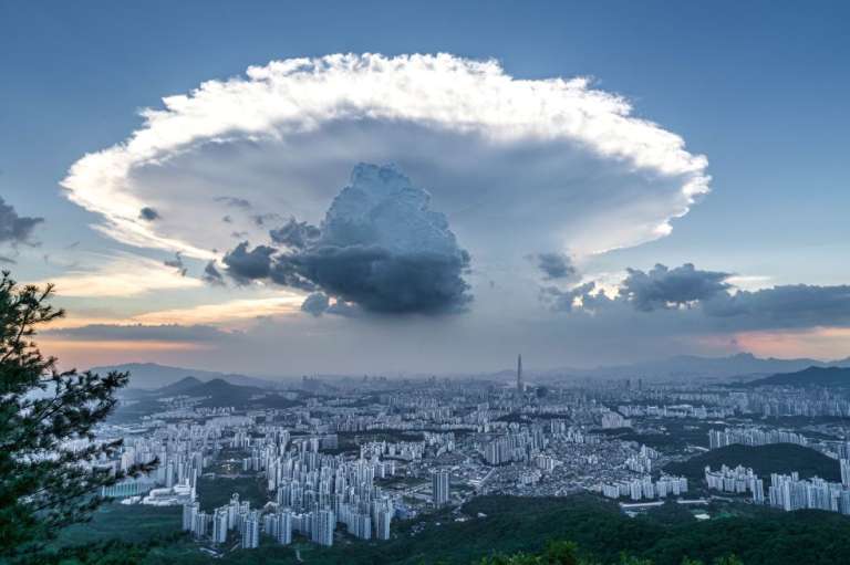 Gyu Ho Shin llamó a su imagen Nube de hongo, la cual se extendió sobre el centro de Seúl. "Poco a poco cubrió la ciudad y luego cayó una lluvia torrencial, como si fuera una escena de película", añadió.