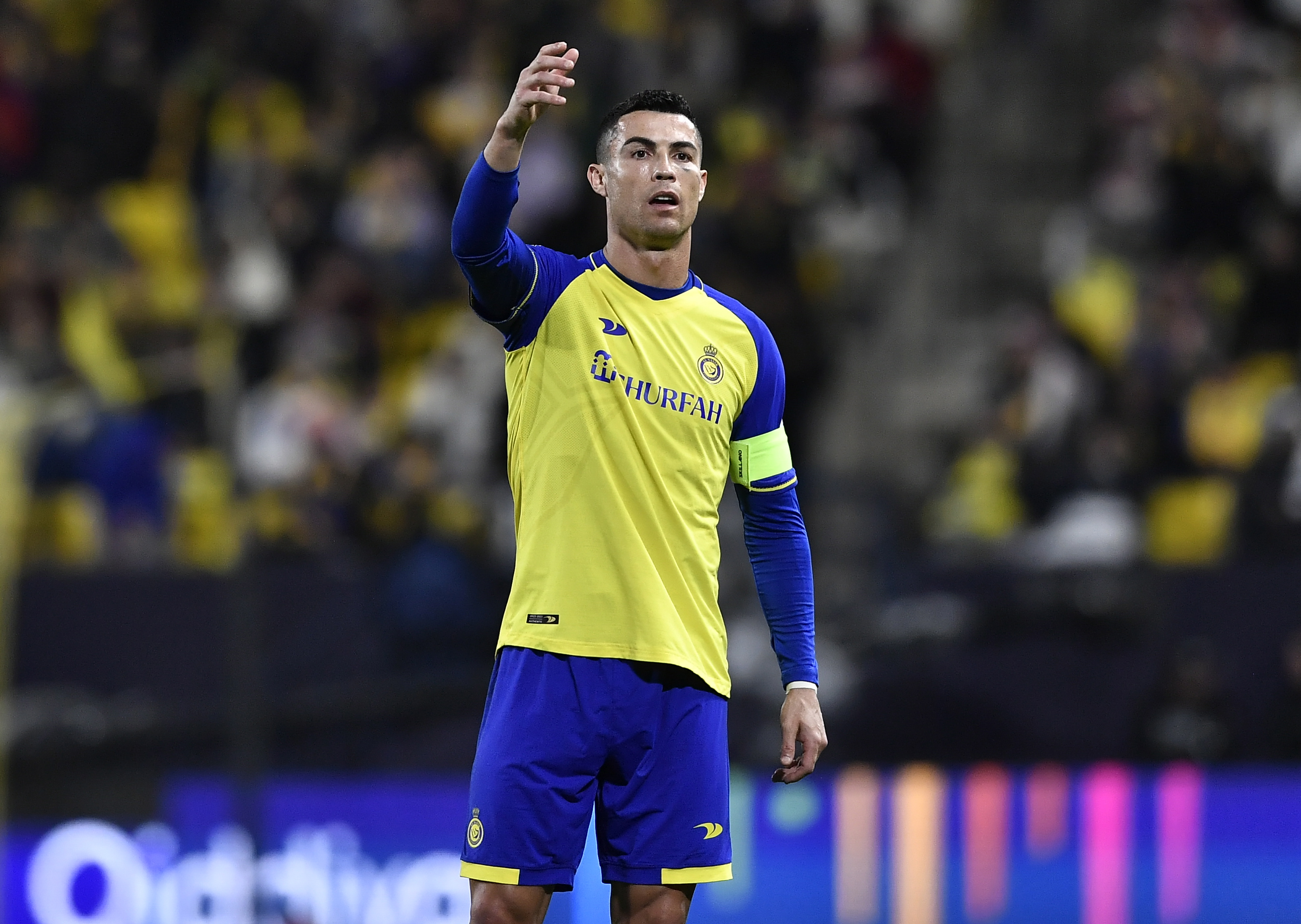 Riyadh (Saudi Arabia), 22/01/2023.- Al Nassr's Cristiano Ronaldo reacts during the Saudi Pro League soccer match between Al-Nassr and Al Ettifaq in Riyadh, Saudi Arabia, 22 January 2023. (Arabia Saudita) EFE/EPA/STR