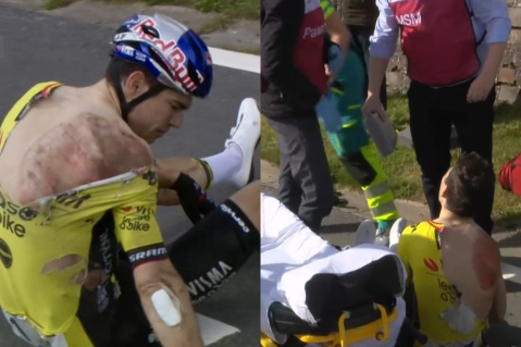 La preocupante caída de Van Aert en Flandes: actualizaron su estado de salud, video