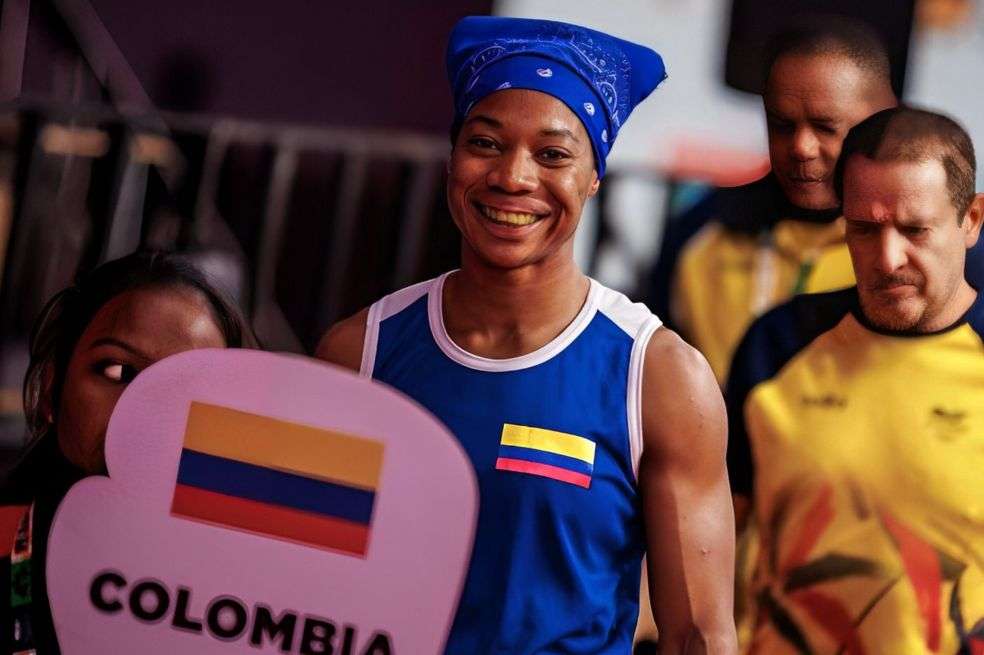Angie Valdez en el Mundial de Boxeo de la India.
