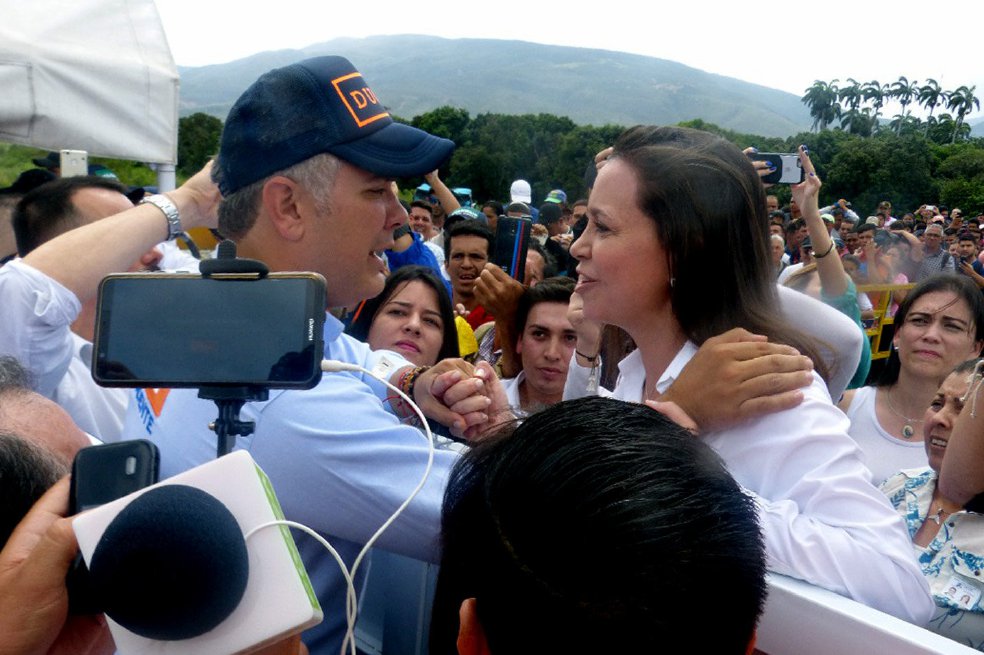 Iván Duque se reunió en Cúcuta con la dirigente venezolana María Corina Machado el 5 de junio de 2018. / Efe
