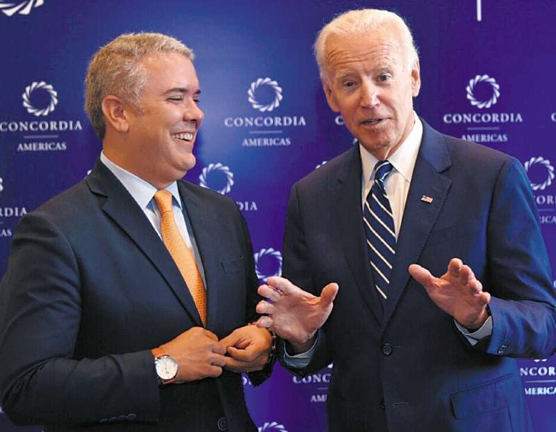 Duque y Biden compartieron en la Cumbre Concordia de 2018. Sin embargo, tras el triunfo de Biden no se conocen acercamientos o diálogos.