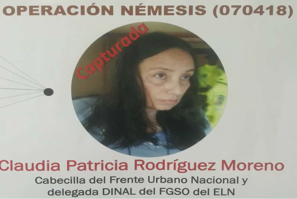Claudia Patricia Rodríguez Moreno tenía una orden de captura por los delitos rebelión agravada, financiación al terrorismo y grupos de delincuencia organizada.  / Cortesía Fiscalía General