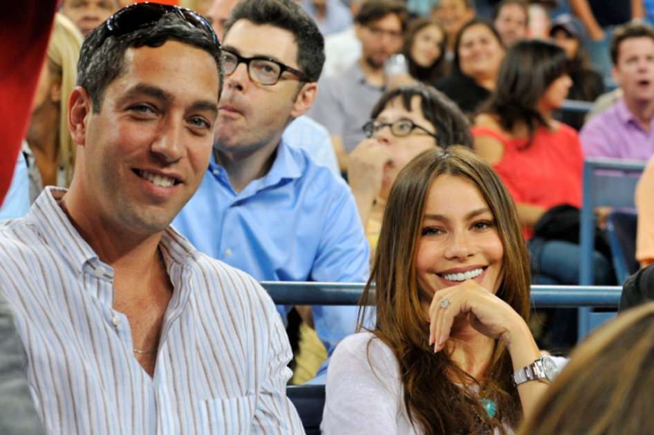 Sofía Vergara y su prometido Nick Loeb en el abierto de Estados Unidos, 2012. / Efe