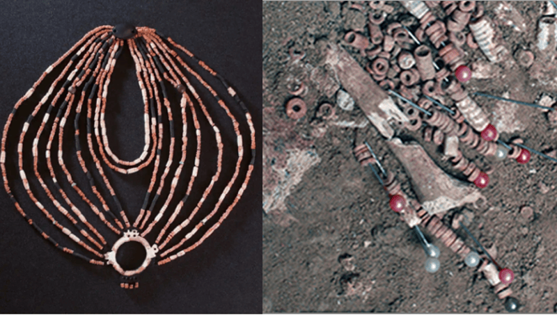 Reconstrucción collar hallado en Ba'ja. Imagen tomada de la web Historia National Geographic