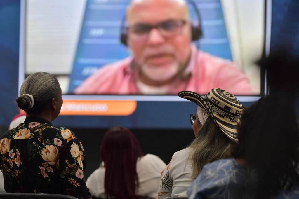Exlíder de las Autodefensas Unidas de Colombia, durante la audiencia virtual que duró cuatro días, en Montería, en la que contestó un extenso cuestionario de la JEP sobre su versión de la guerra en Colombia.