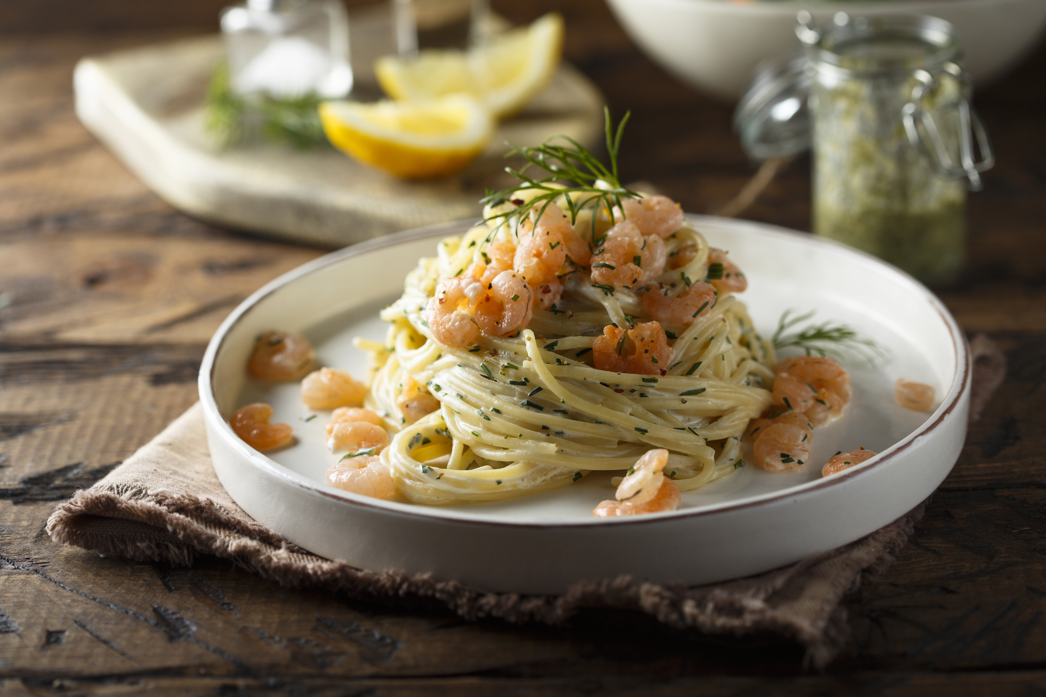 Pasta con camarones