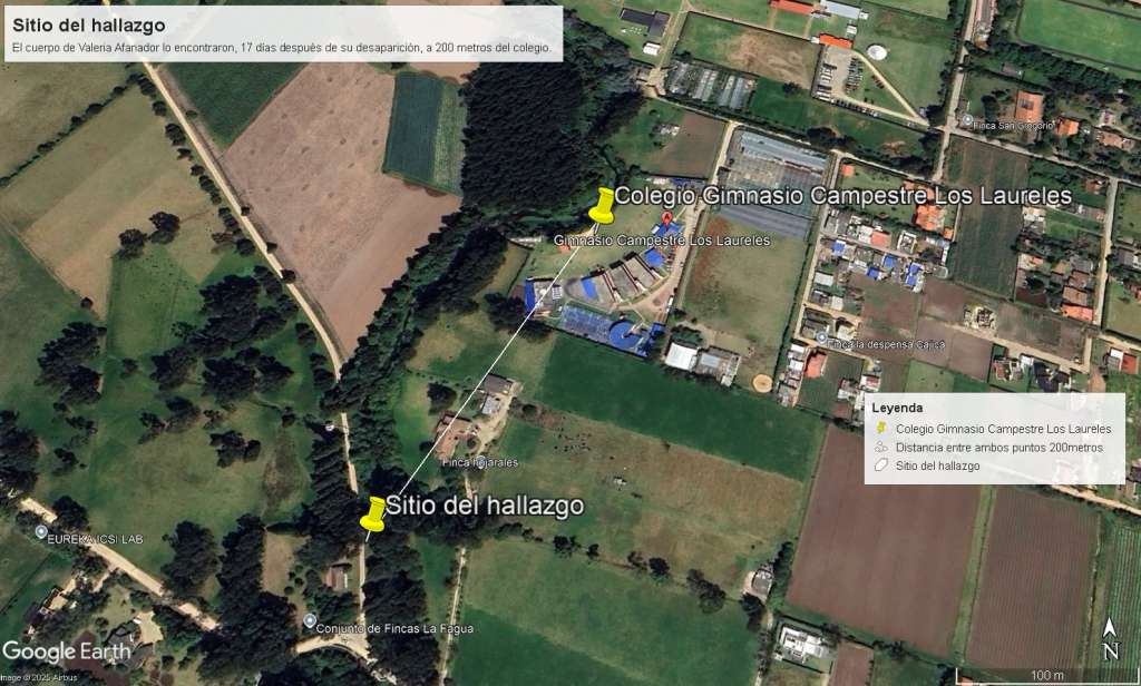 Sitio del hallazgo de Valeria Afanador