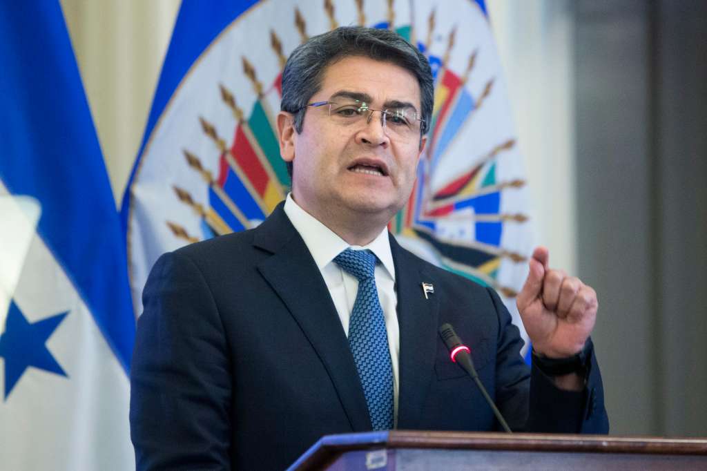 El presidente de Hondura, Juan Orlando Hernandez, durante una rueda de prensa.