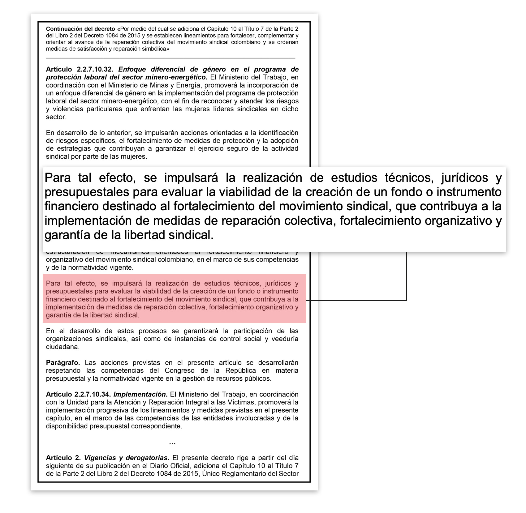 Facsímil del decreto sobre los sindicatos