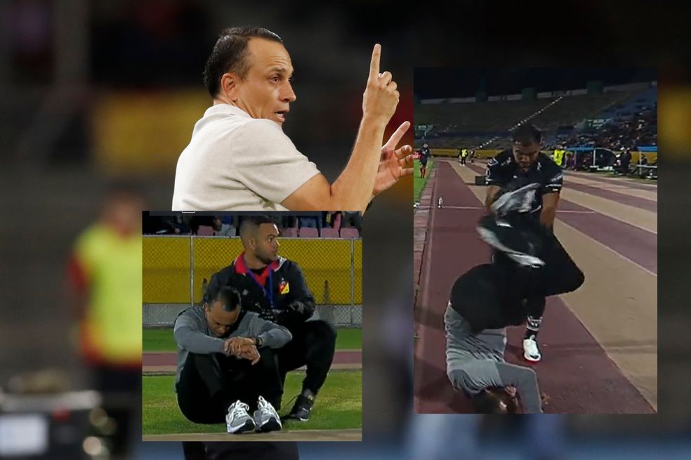 Alejandro Restrepo, luego de ser derribado en pleno partido.