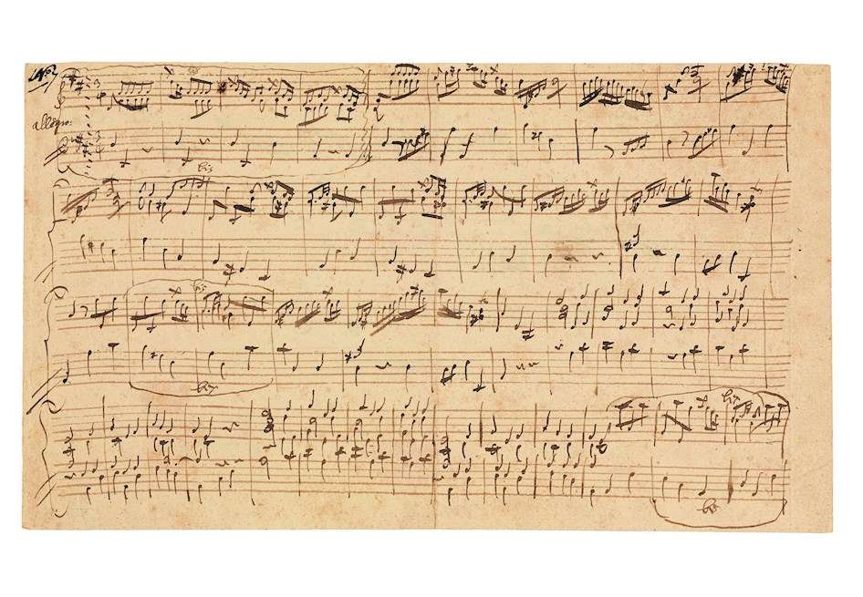 Imagen de la partitura original de 94 segundos del compositor austriaco Wolfgang Amadeus Mozart que la Fundación Mozarteum de Salzburgo ha rescatado del olvido y ha estrenado este miércoles para celebrar su 265 cumpleaños.