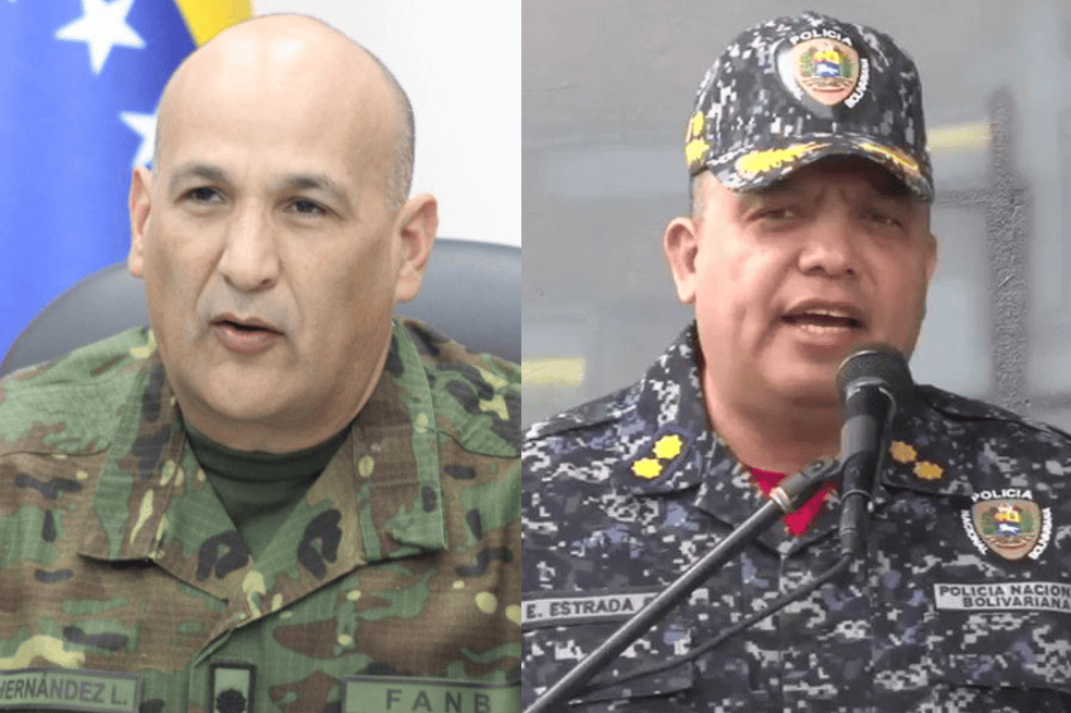 Johan Alexander Hernández Lárez, comandante general del Ejército venezolano, y Elio Ramón Estrada Paredes, comandante general de la Guardia Nacional.