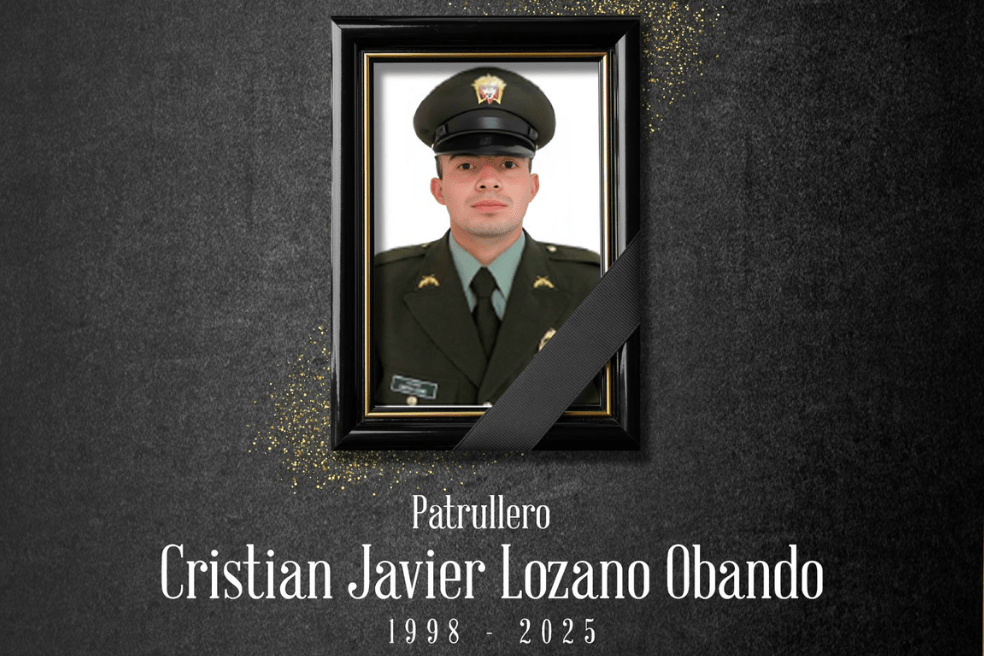 Cristian Javier Lozano Obando, patrullero asesinado en el Cauca.