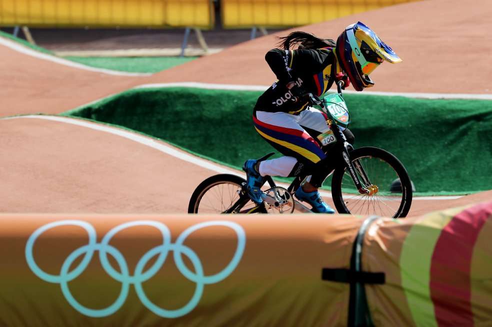 Mariana Pajón en la prueba de clasificación en la pista de BMX de Río de Janeiro. / AFP