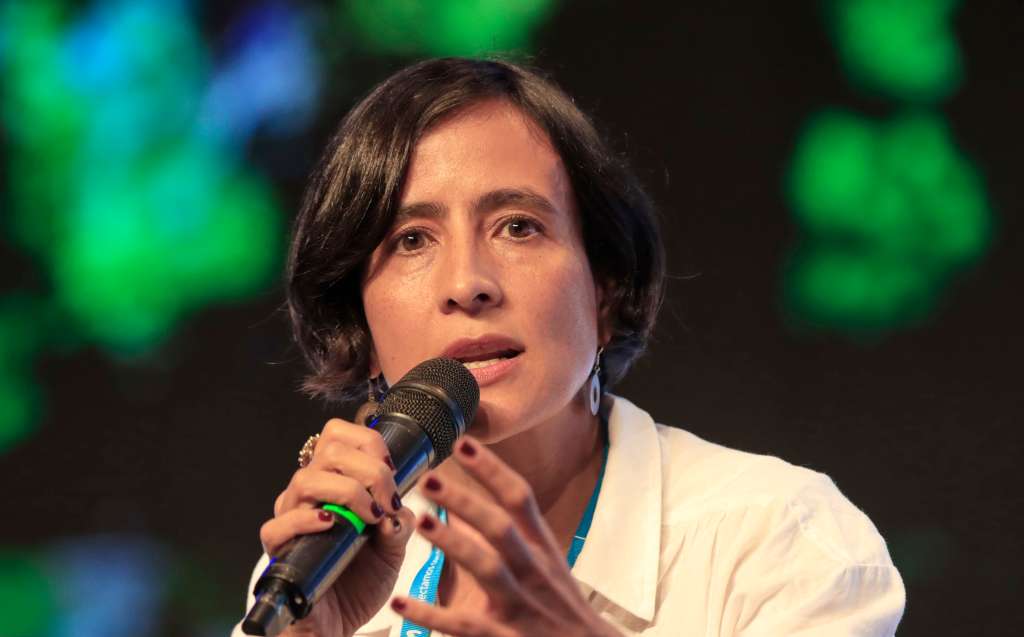 AME9128. CARTAGENA (COLOMBIA), 12/08/2022.- La ministra de Ambiente y Desarrollo Sostenible, Susana Muhamad, habla durante el último día del 7º Congreso Empresarial Colombiano de la Asociación Nacional de Industriales (ANDI), hoy, en Cartagena (Colombia). EFE/ Ricardo Maldonado Rozo