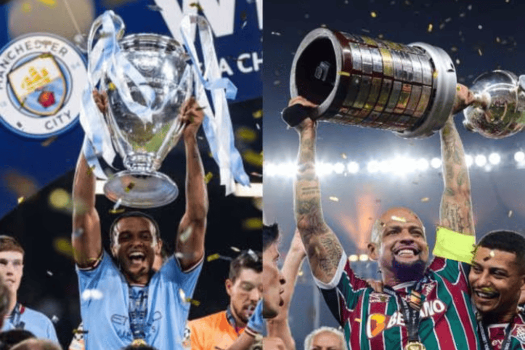 El Manchester City (izq.) se coronó como campeón de la Liga de Campeones, mientras que Fluminense se llevó la Copa Libertadores.