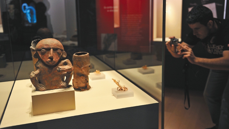 Objetos Muiscas exhibidos en el Museo del Oro