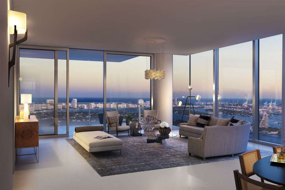 Vista del living de la Residencias Torre Sur.CortesíaCada una de las residencias cuenta con vista al mar. Missoni Baia ofrece entre uno y cinco dormitorios, en un área que va de los 72a los 352 metros cuadrados. Los propietarios tienen acceso a un conjunto de espacios diseñados en colaboración con Missoni y tiene las comodidades de cualquier lujoso resort, aunque en un entorno residencial privado.