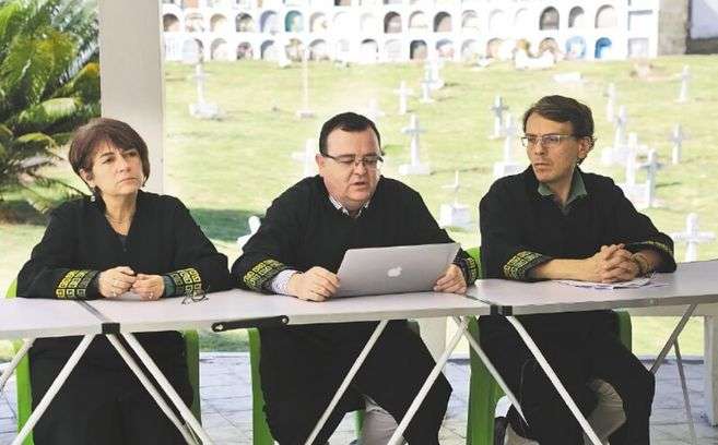 María del Pilar Valencia, Alejandro Ramelli y Gustavo Salazar, magistrados de la sección de Ausencia de Reconocimiento de la JEP.