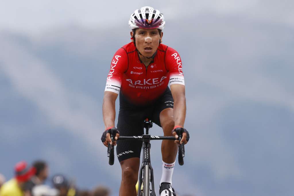 Saint-chaffrey (France), 13/07/2022.- Colombian rider Nairo Quintana of Team Arkea Samsic crosses the finish line during the 11th stage of the Tour de France 2022 over 151.7km from Albertville to the Col du Granon Serre Chevalier in the commune of Saint-Chaffrey, France, 13 July 2022. (Ciclismo, Francia) EFE/EPA/GUILLAUME HORCAJUELO