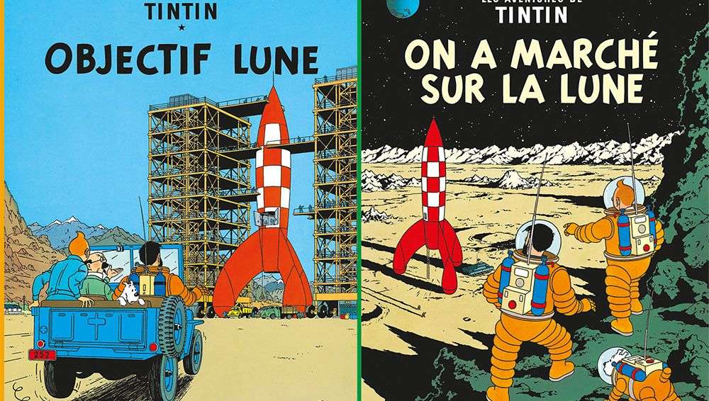‘Objectif Lune’ y ‘On a marché sur la Lune’ de Las Aventuras de Tintín.