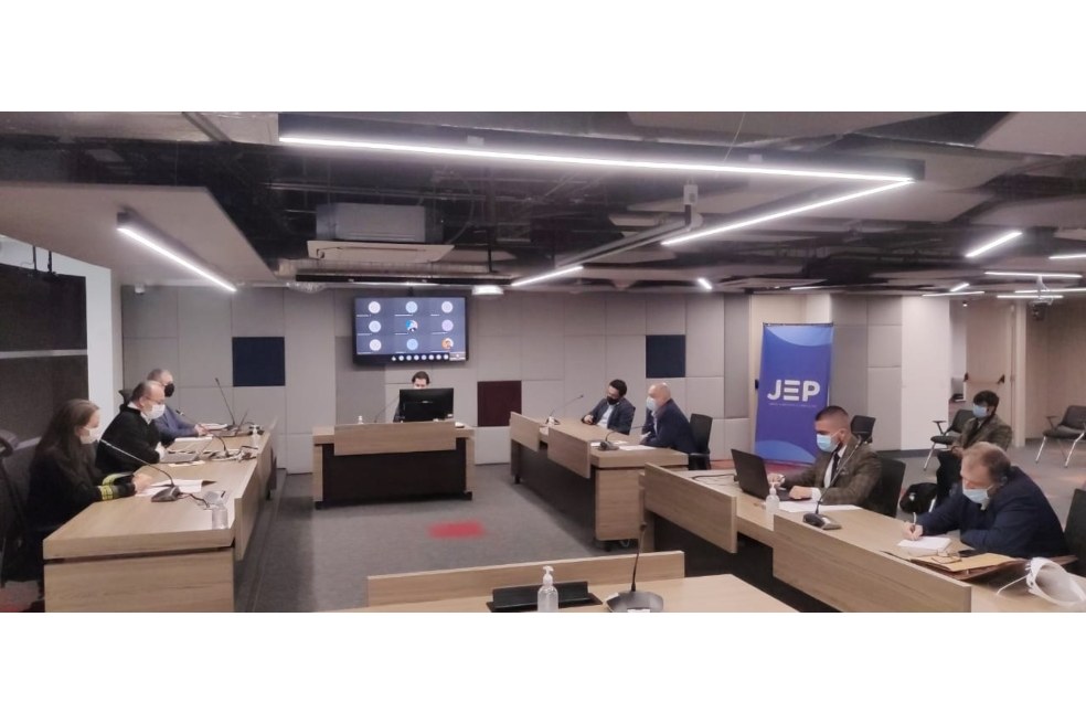 La audiencia pública de Carlos Antonio Lozada en la sede de la JEP en Bogotá.