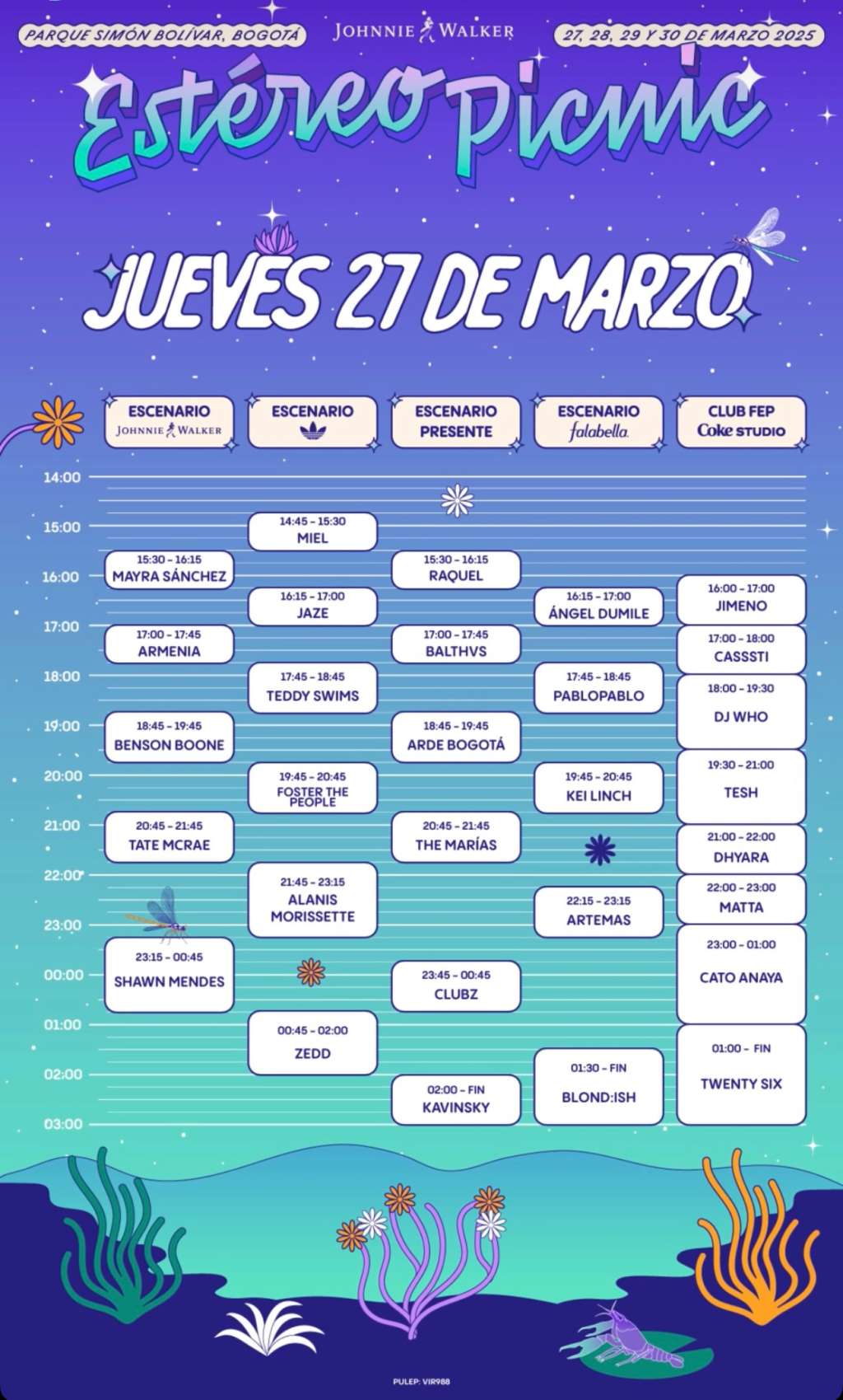 Jueves: horarios y artistas del FEP 2025