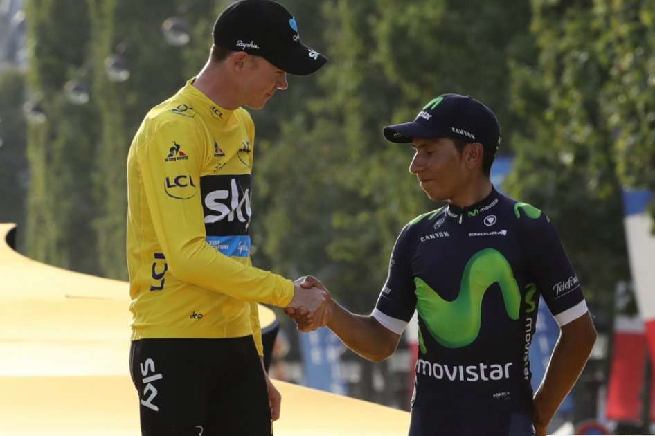Chris Froome y Nairo Quintana, en el podio del Tour de Francia 2016, en París. / AFP