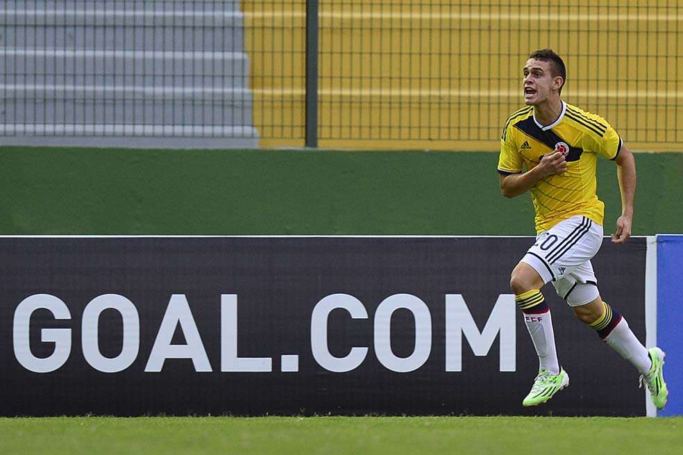 Rafael Santos Borré, delantero de la selección de Colombia sub-20. / AFP