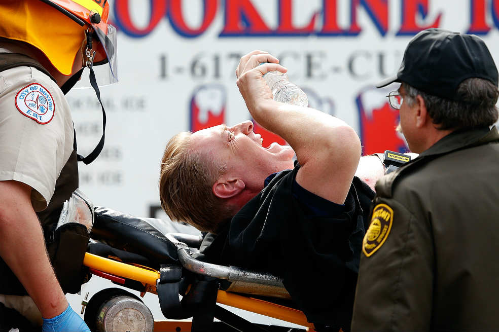 Uno de los heridos por las explosiones en la Maratón de Boston, EEUU. / AFP