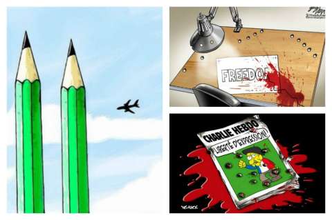 Fuerte protesta de caricaturistas del mundo en solidaridad tras masacre en Charlie Hebdo