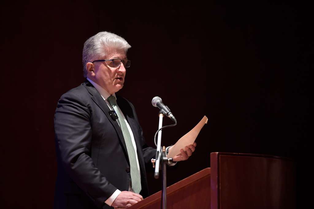Jefe de la mision de verificación de la ONU en Colombia, en el evento que conmemora los nueve años del Acuerdo de Paz, realizado en el Auditorio Teresa Cuervo Borda del Museo Nacional de Colombia, en Bogotá.