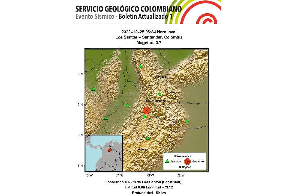El sismo tuvo epicentro en Santander.