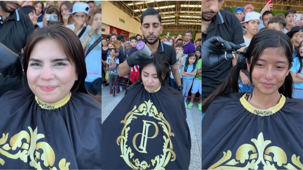 Perdedora del reto a la izquierda, ganadora del iPhone 15 en el centro y ganadora de 5.000 pesos mexicanos a la derecha.