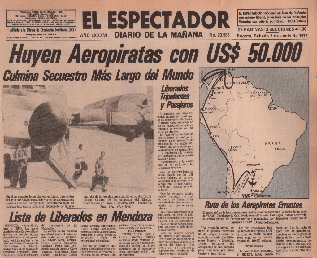 Nota de archivo de periódico El Espectador.