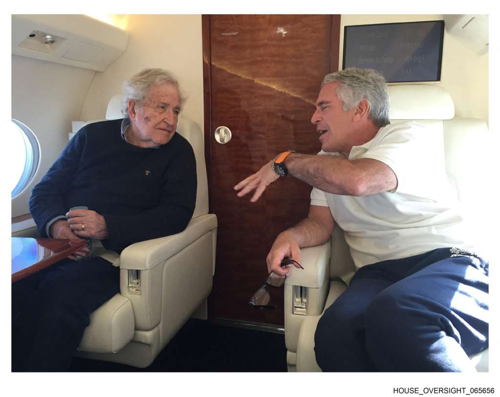 This undated and unlocated handout image released by Democrats on the House Oversight Committee on December 18, 2025 shows late convicted sex offender Jeffrey Epstein (R) speaking to US professor and political activist Noam Chomsky. Democratic lawmakers released a new cache of photos and documents on December 18 from the estate of convicted sex offender Jeffrey Epstein. (Photo by House Oversight Democrats / AFP) / RESTRICTED TO EDITORIAL USE - MANDATORY CREDIT "AFP PHOTO / HOUSE OVERSIGHT COMMITTEE DEMOCRATS " - HANDOUT - NO MARKETING NO ADVERTISING CAMPAIGNS - DISTRIBUTED AS A SERVICE TO CLIENTS