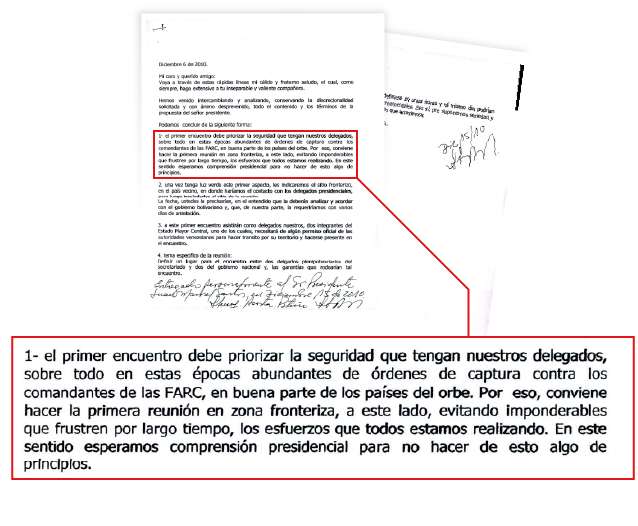 Carta de Jorge Torres Victoria (Pablo Catatumbo) al facilitador Henry Acosta Patiño, donde aceptan la inclusión de Noruega como garante y facilitador del transporte y confirman la presencia de dos delegados del Secretariado en encuentro secreto con Santos.