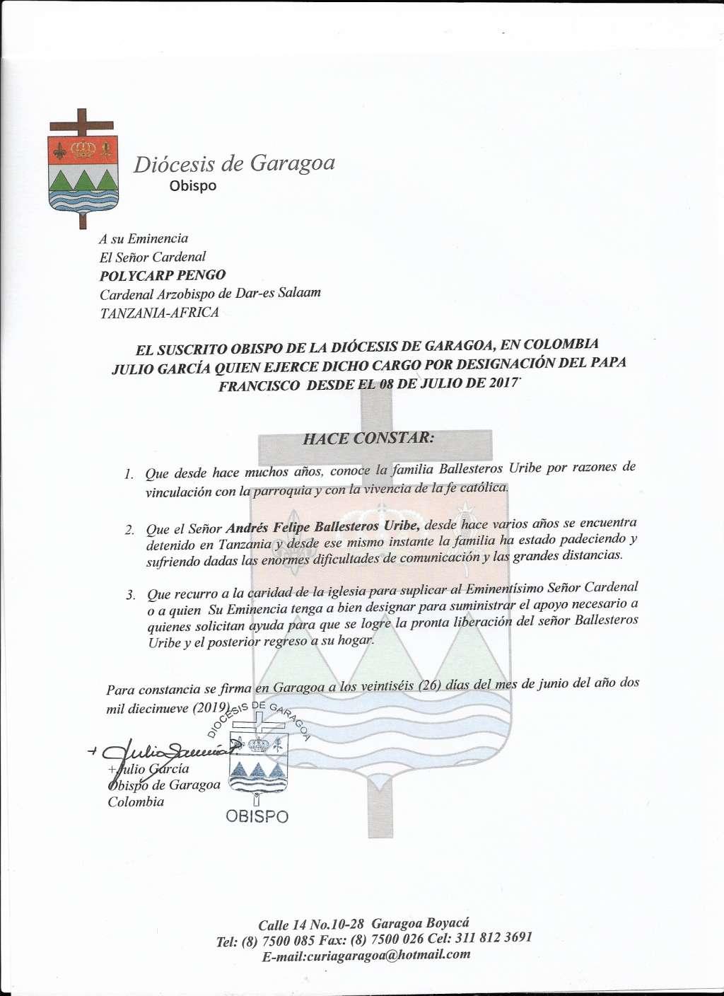 Ahora la única esperanza se encuentra en los organismos internacionales. Andrés Felipe y su familia han hecho constantes llamados para que Naciones Unidas, a través de Michelle Bachelet, y la Unión Africana de Naciones, llamen la atención y se cumpla la orden inicial del juez.