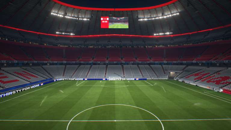 Allianz Arena en Múnich, Alemania, sede de la final de la UEFA Champions League 2025, en el nuevo EA Sports FC 26.